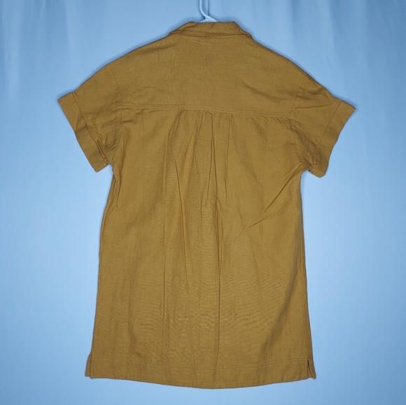 Pilcro Linen‎ Blend Shirtdress Small Mustard Relaxed Button Collar Pocket Tunic - Picture 2 of 12
